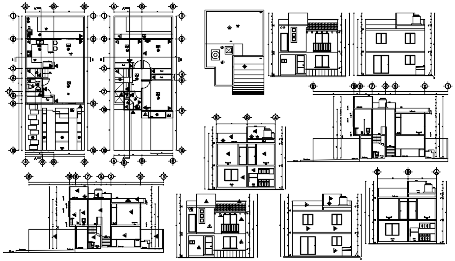 2 storey residential house plan in dwg file 