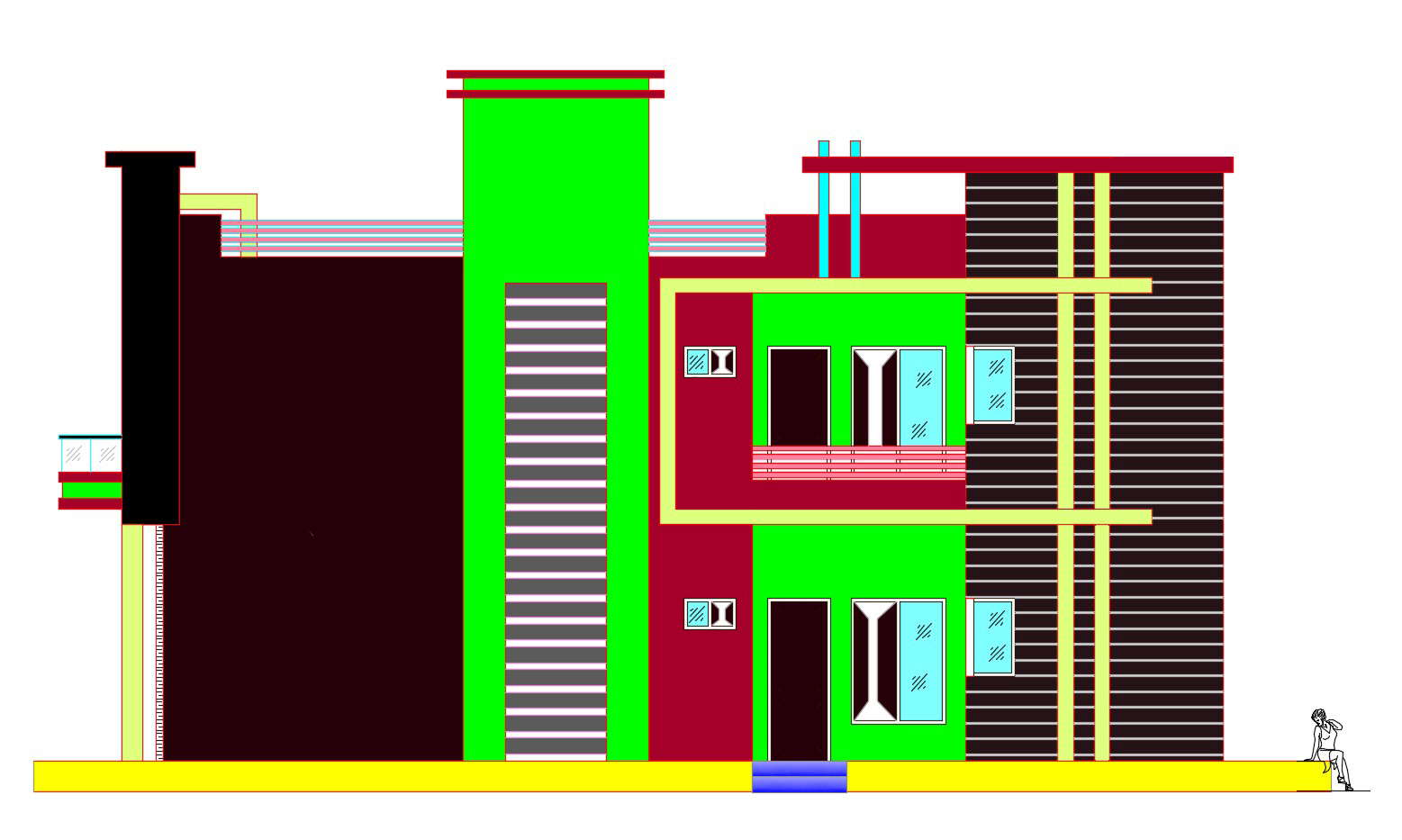 Small 2 Storey House Plan In DWG File