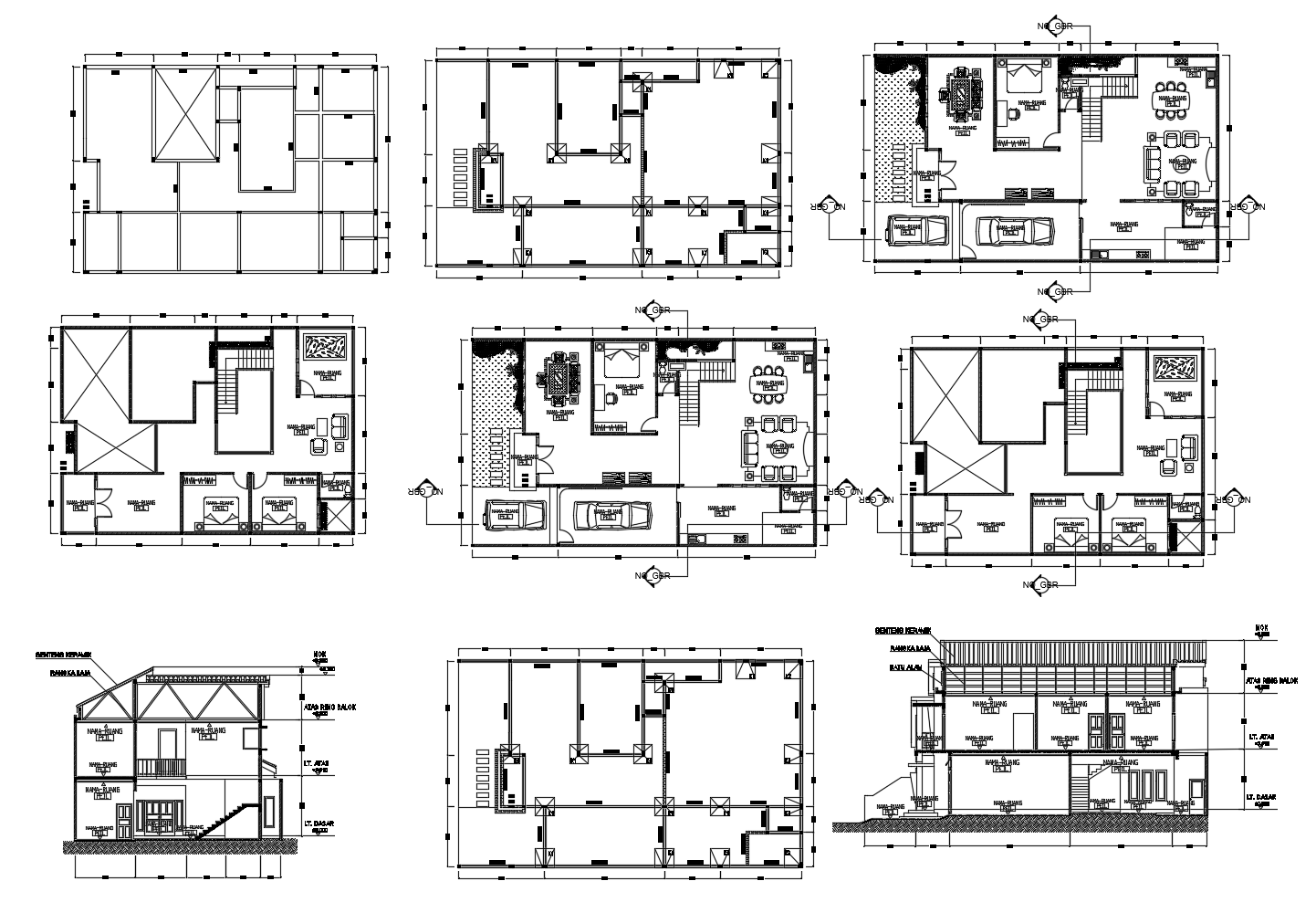 Two Storey House Plan In DWG File