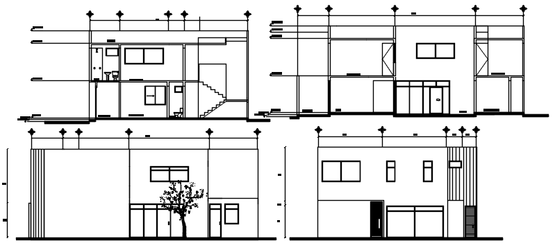 Modern Two Storey House Plans In AutoCAD File