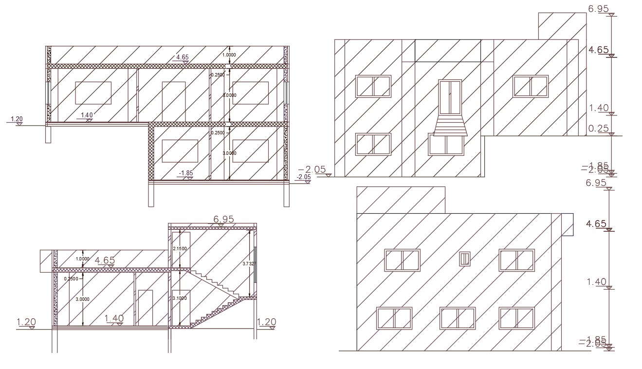 204 Square Yard House Building DWG File