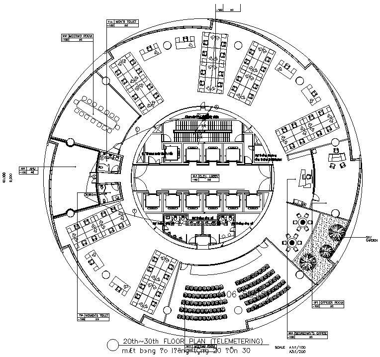 20th-30th floor plan of telemetering in AutoCAD 2D drawing, dwg file, CAD file
