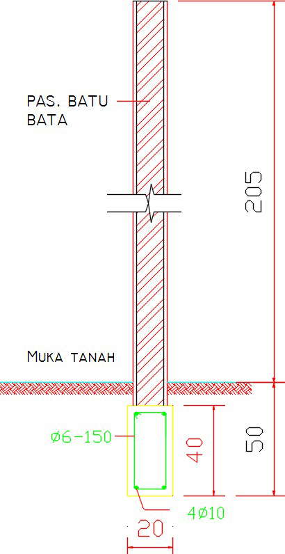 20x40cm column vertical section CAD drawing