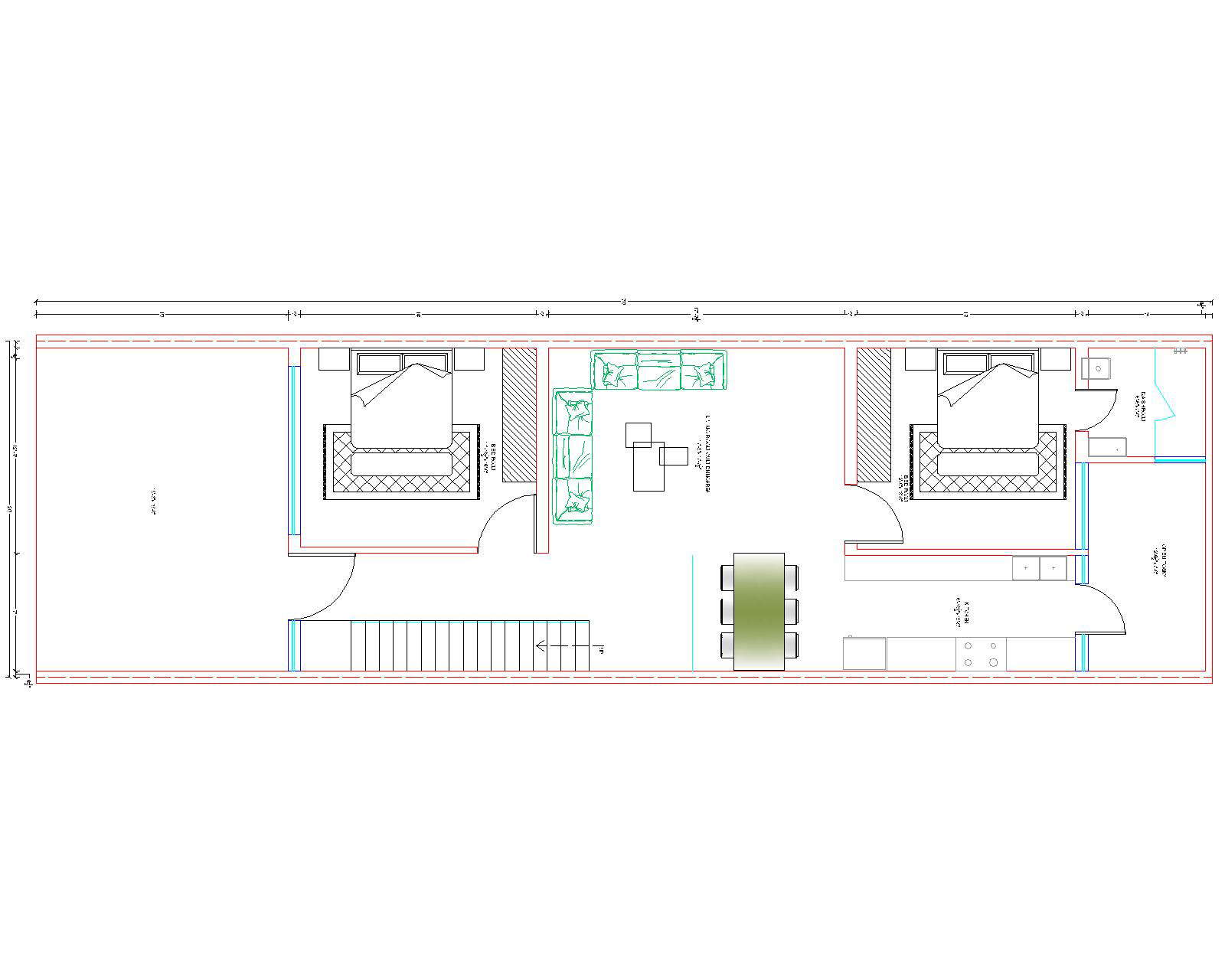 20'x70' House Layout Plan Ground Floor