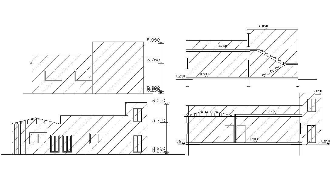 2100 Square Feet House Building CAD Drawing
