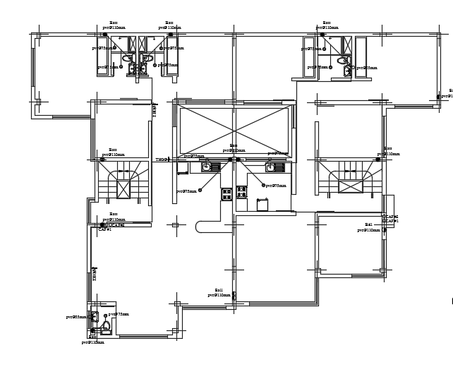 21x20m first floor house plan sanitary layout cad drawing