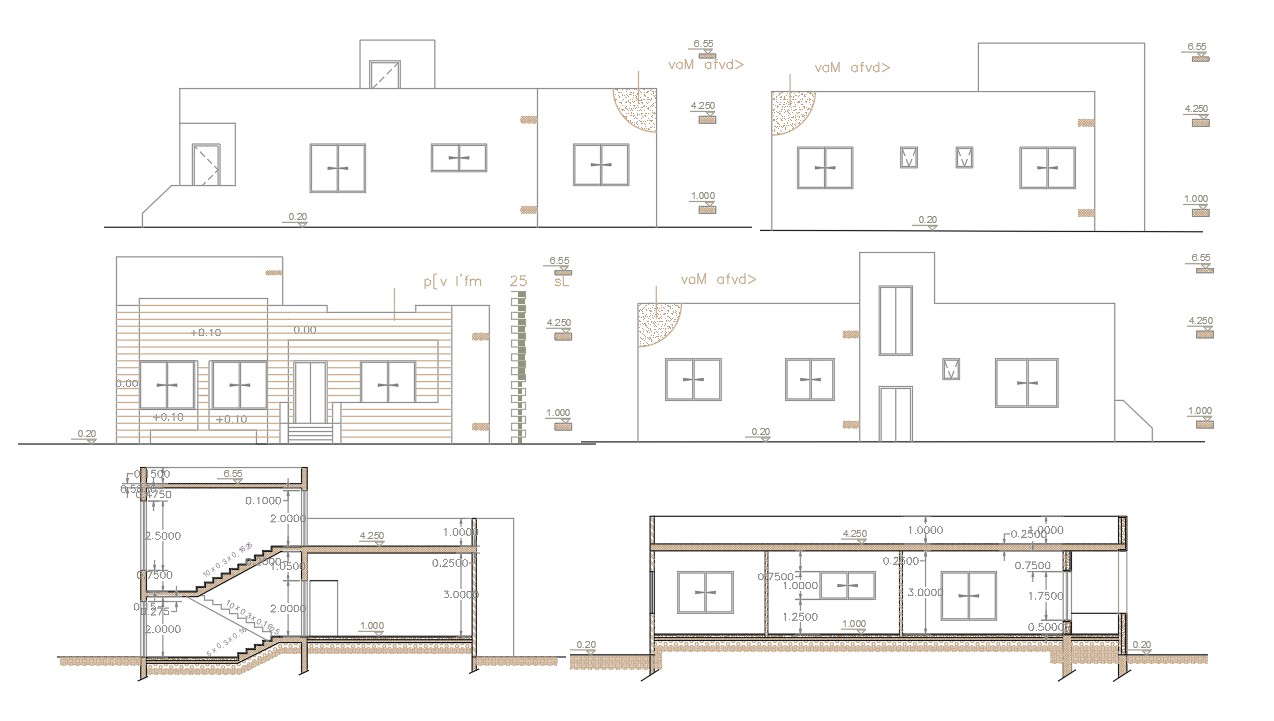 2200 Sq Ft AutoCAD House Building Design 