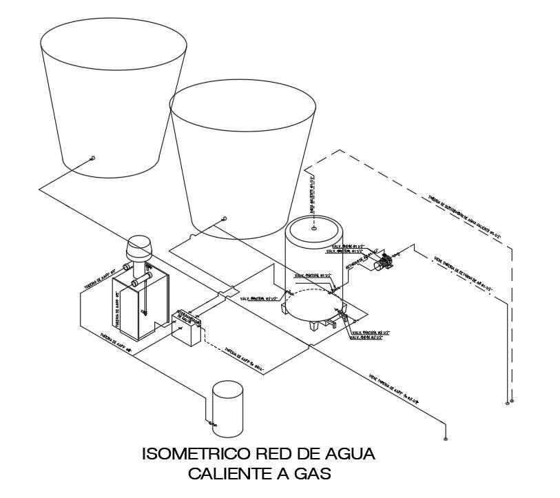 23x22m shopping center plan of the isometric view of the gas hot water network is given in this AutoCAD model. Download now.
