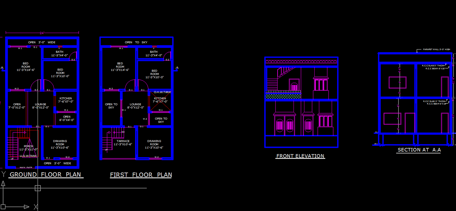 24 x 45 house floor  plan