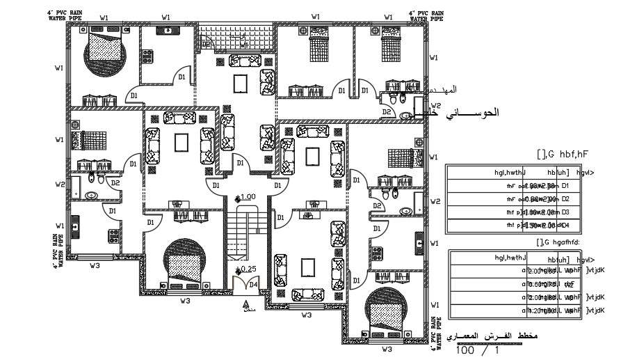 25x18 Meter Apartment Furniture layout DWG File