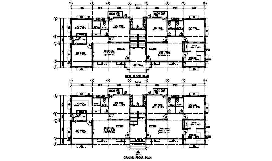  25x9m Ground and first floor plan of family quarters are given in this AutoCAD DWG drawing file.Download the Autocad DWG drawing file.