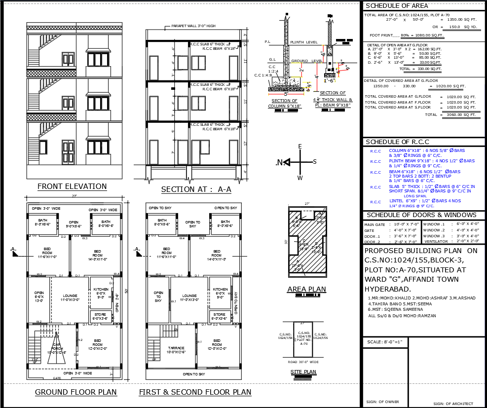 27'x50' 9 Bedroom House Layout with Construction Details