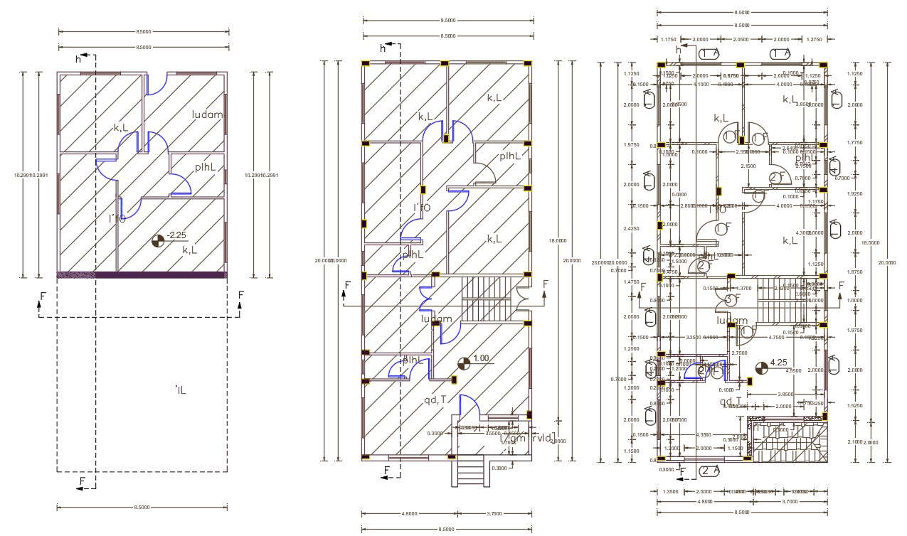 27 X 65 Feet Residence Floor Plan CAD Drawing