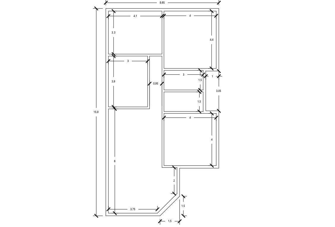 28' X 52' House Plan Download Free DWG File