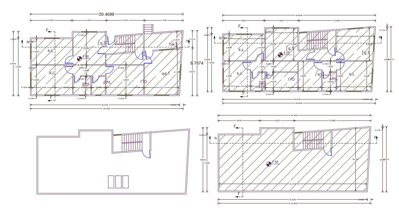 28 X 67 House 2 Unit Plan Design AutoCAD File