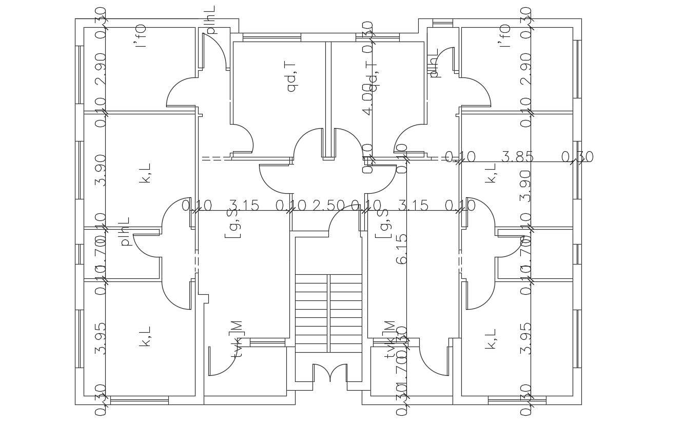 2 BHK Apartment Cluster Plan Design CAD File