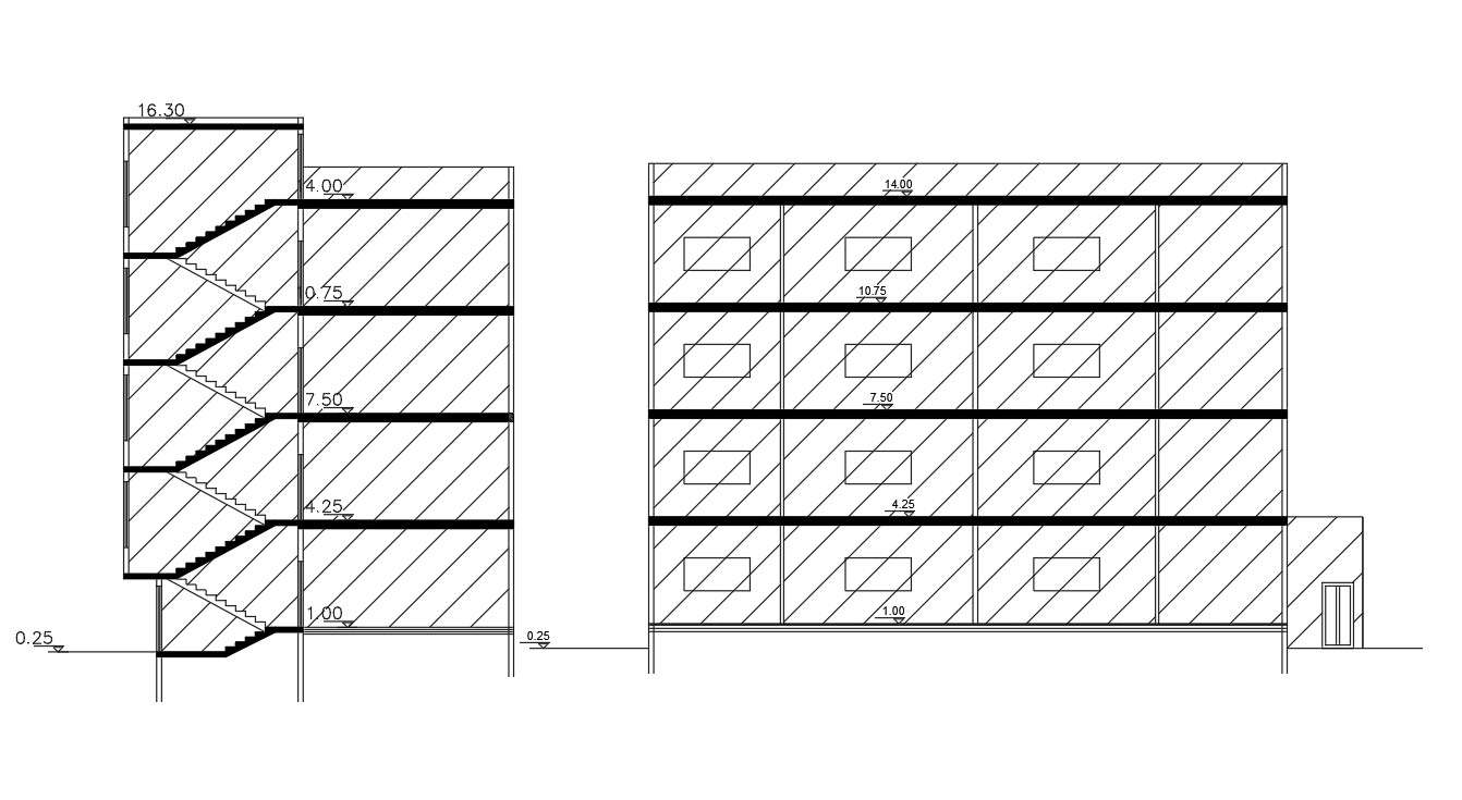 2 BHK Apartment House Section Drawing DWG File