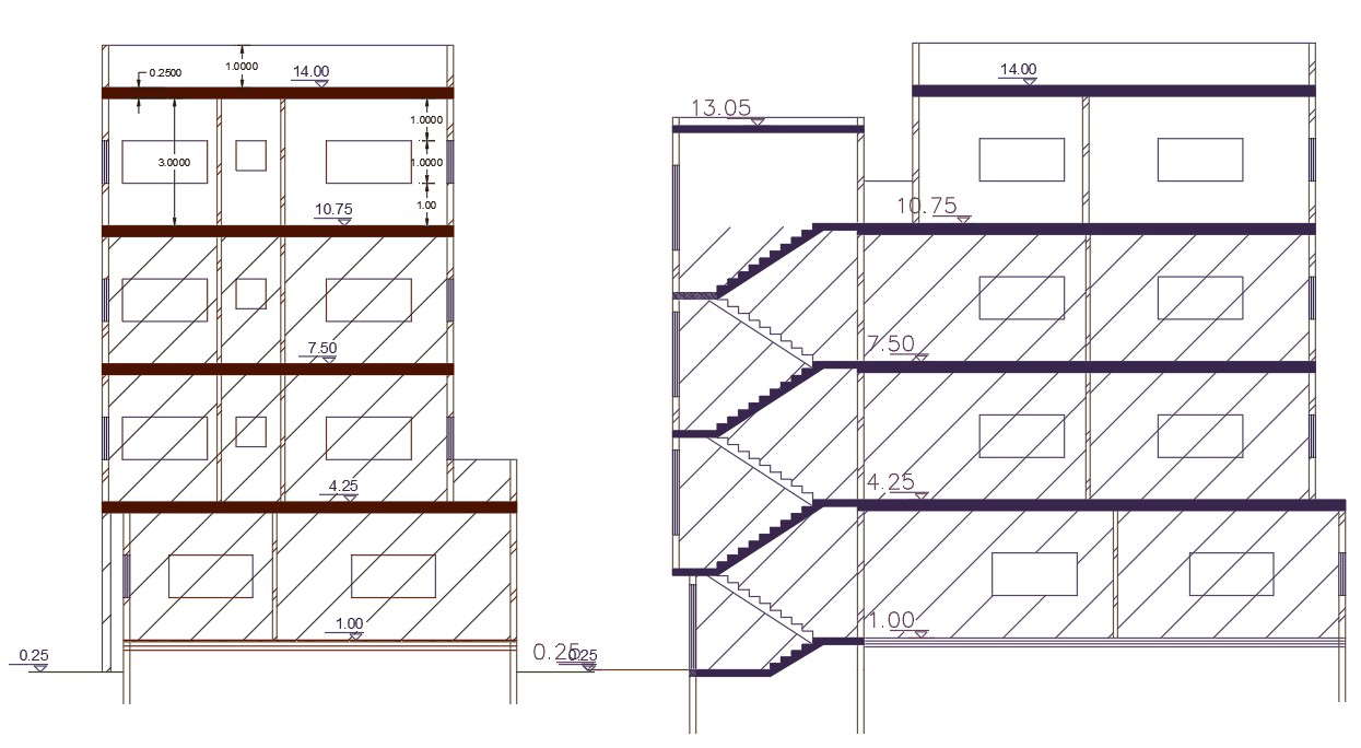 2 BHK Apartment Section Drawing Free DWG File
