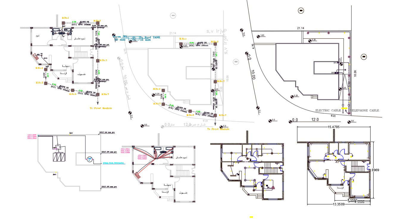 2 BHK House Plumbing System And Electrical Layout Plan Design