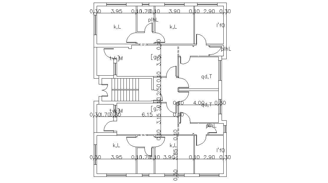 2 BHK Typical Apartment Floor Plan DWG File