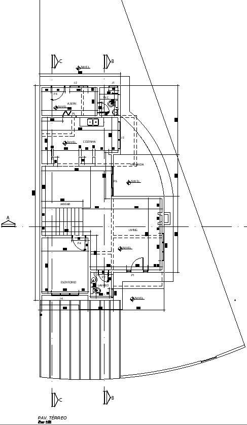 2BHK ground plan with detailing 