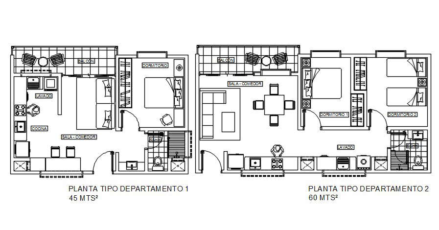 2BHK house plan is given in this Autocad drawing file.  Download the Autocad 2D drawing file.