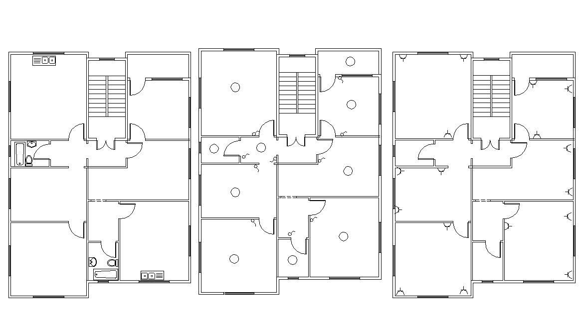 2D Apartment Cluster Layout Plan AutoCAD Drawing 
