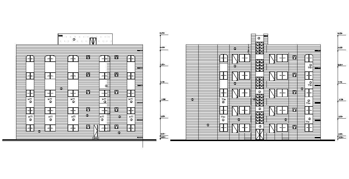 2D CAD Drawing Apartment Facade Elevation AutoCAD DWG File 