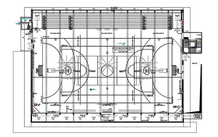 2D CAD Drawing Basketball Stadium AutoCAD File Download 