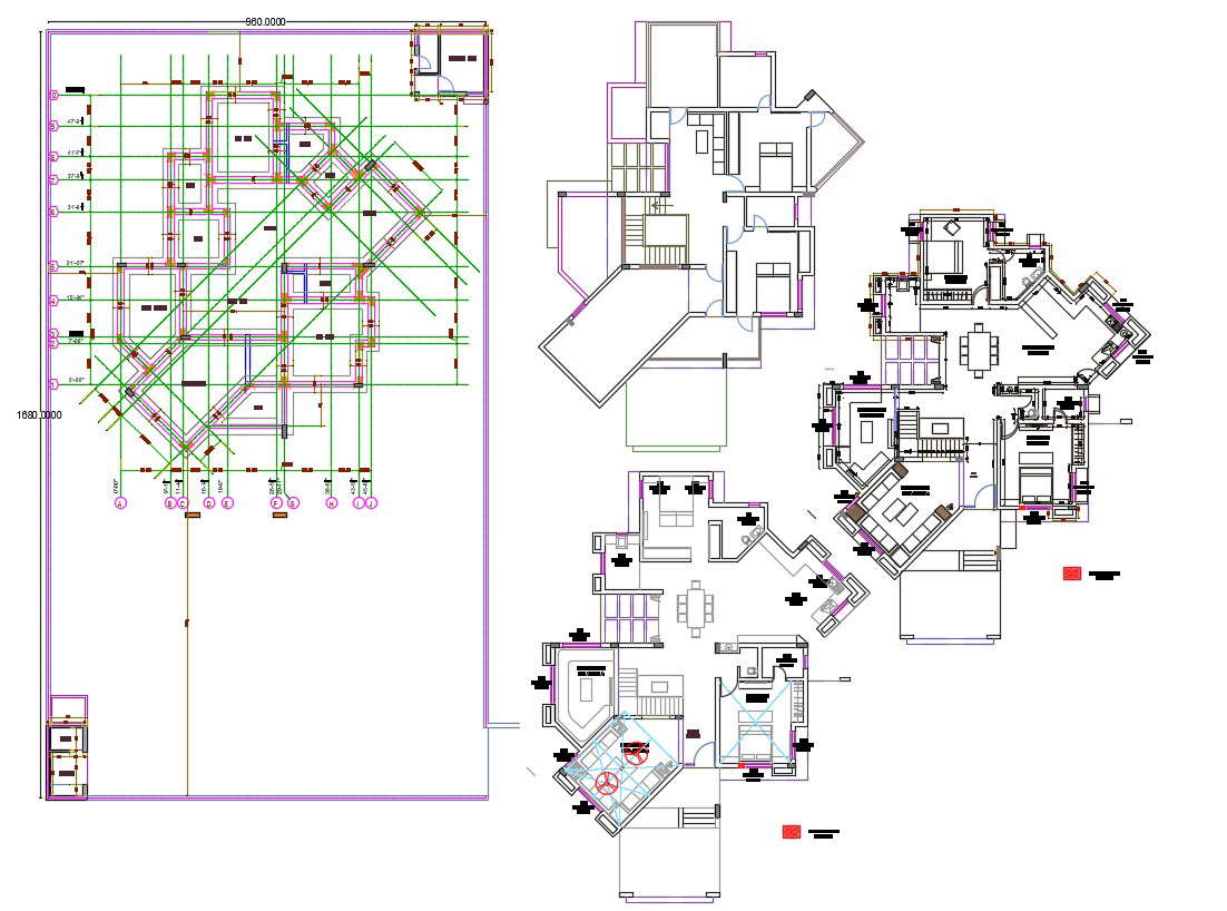 2D CAD Drawing Contemporary Bungalow Planning With Working Dimension AutoCAD File 