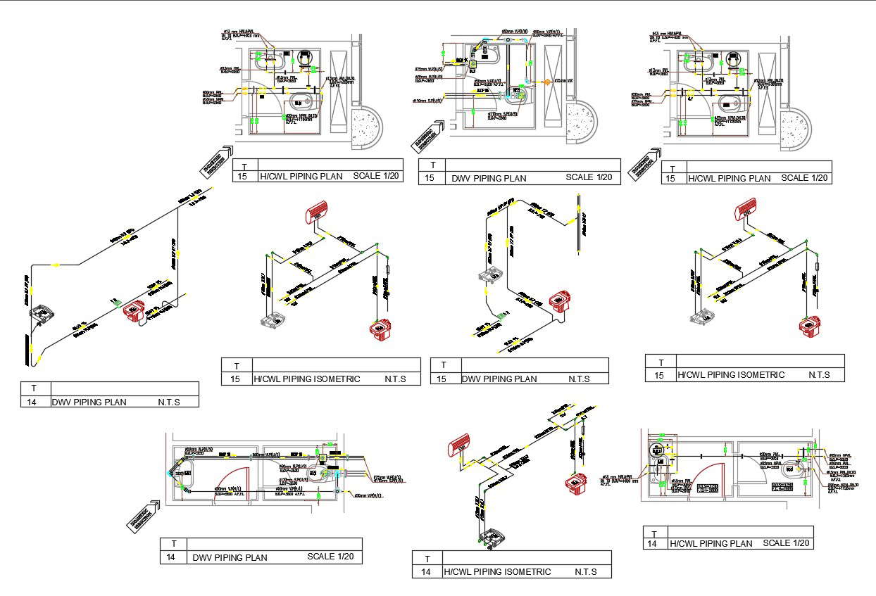 2D CAD Drawing Small Washroom Design AutoCAD File 