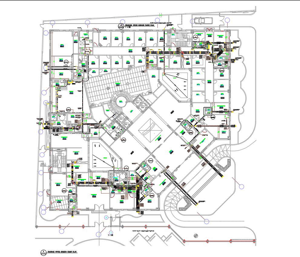 2D Drawing Pipe Drainage System AutoCAD File 