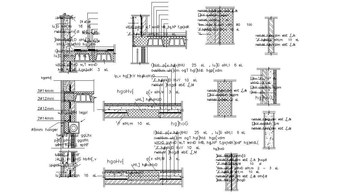 2D RCC Wall Section Drawing Free Download 