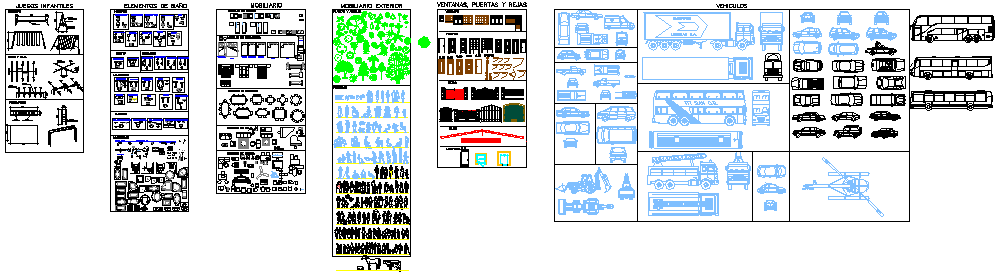 2D all type of several blocks design drawing