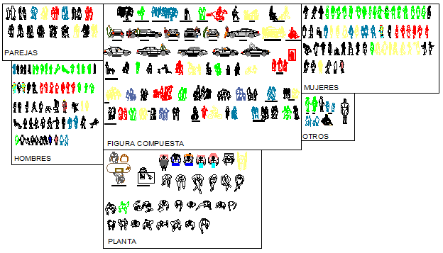 2D block of people design drawing