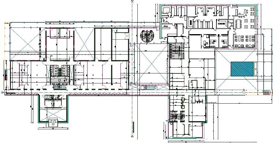 2D layout plan of a big office dwg file