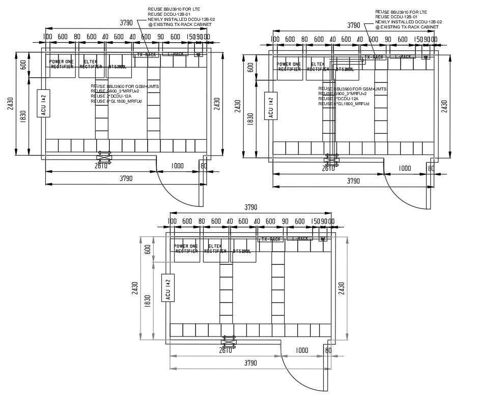 2D Autocad drawing file has plan details of the moble phone tower cabin. Download the AutoCAD Drawing file.