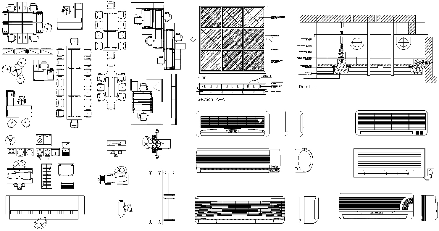 2D CAD Blocks of Air Conditioners DWG AutoCAD file