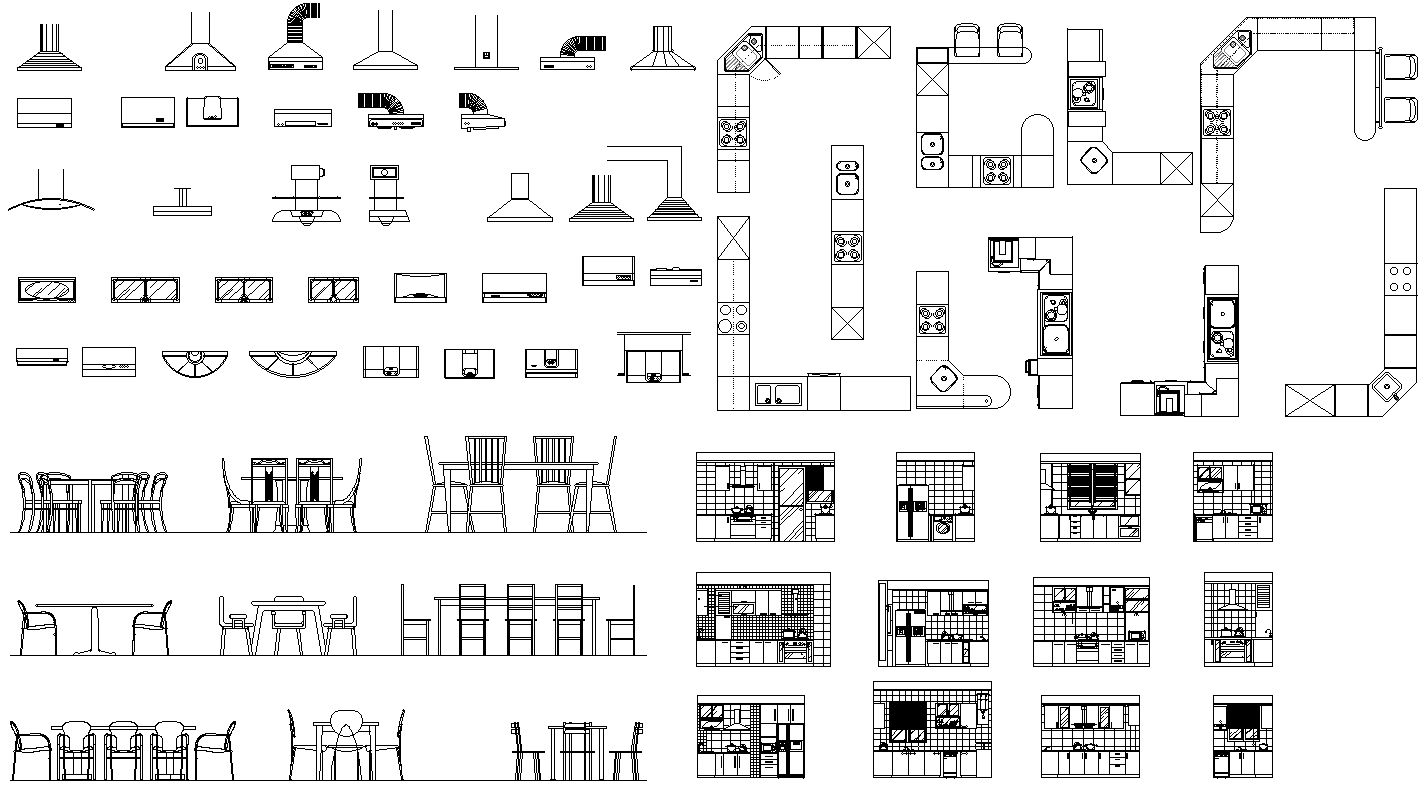 2D CAD Blocks of Different types of Kitchen Chimney DWG AutoCAD file
