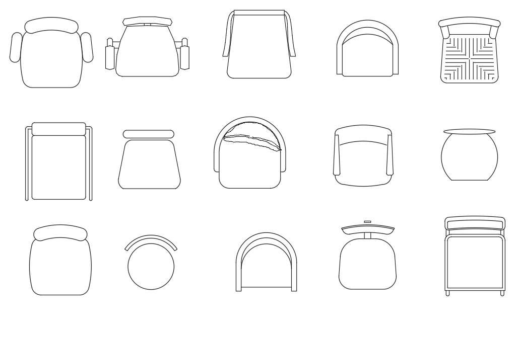 2D Chair CAD Blocks Furniture Design DWG File Download