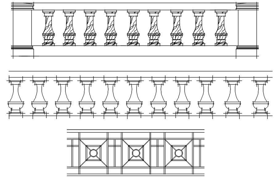 2D block of balustrade in detail AutoCAD drawing, dwg file, CAD file