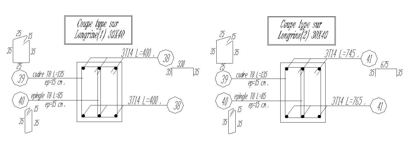 2D design of beam reinforcement details in AutoCAD drawing, CAD file, dwg file
