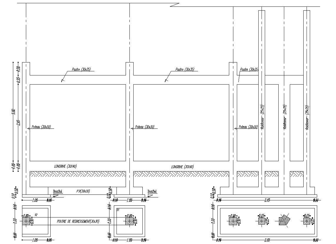 2D design of footing details of the boundary wall in detail AutoCAD drawing, CAD file, dwg file