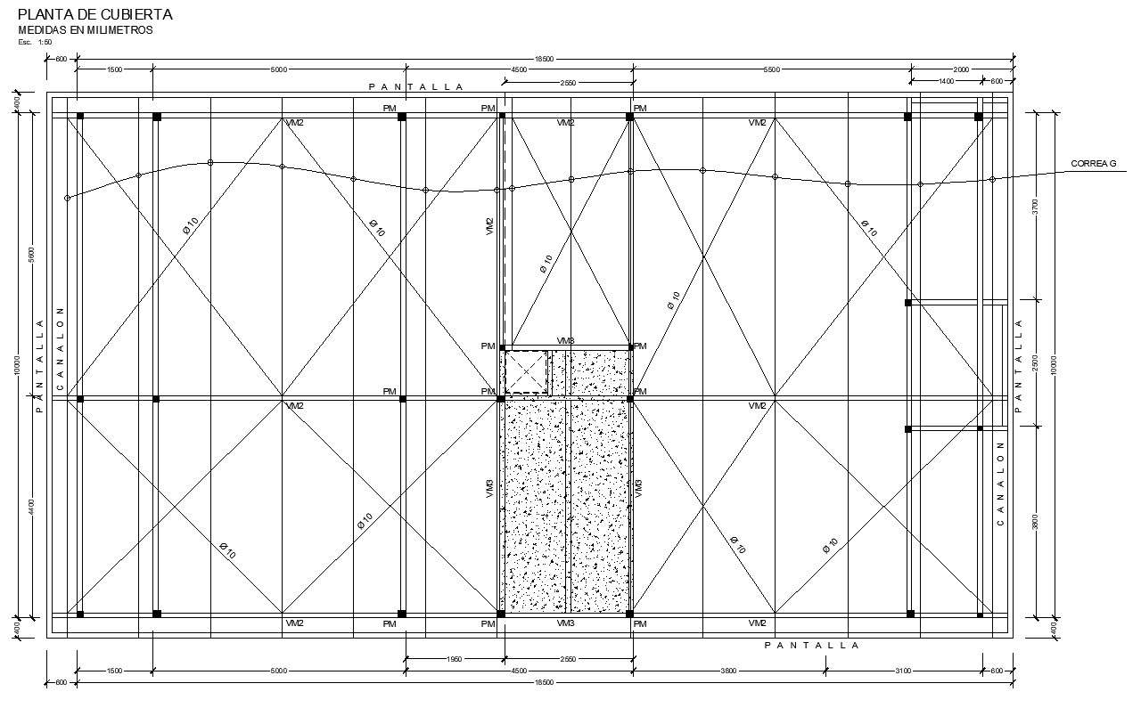 2D design of roof plan of structure in detail AutoCAD drawing, CAD file, dwg file