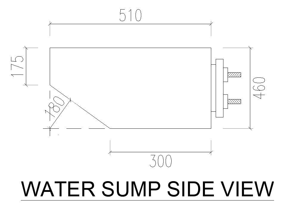 2D design of water sump side view in AutoCAD drawing, CAD file, dwg file