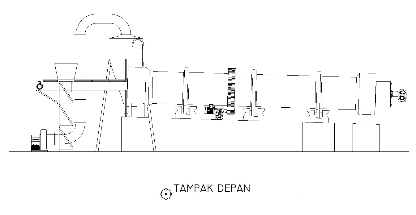 Incinerator Front View AutoCAD 2D Drawing DWG File