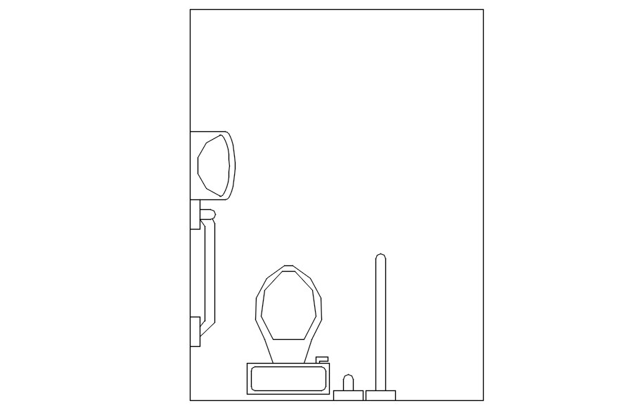 2D drawing of sanitary ware in AutoCAD, dwg file, CAD file