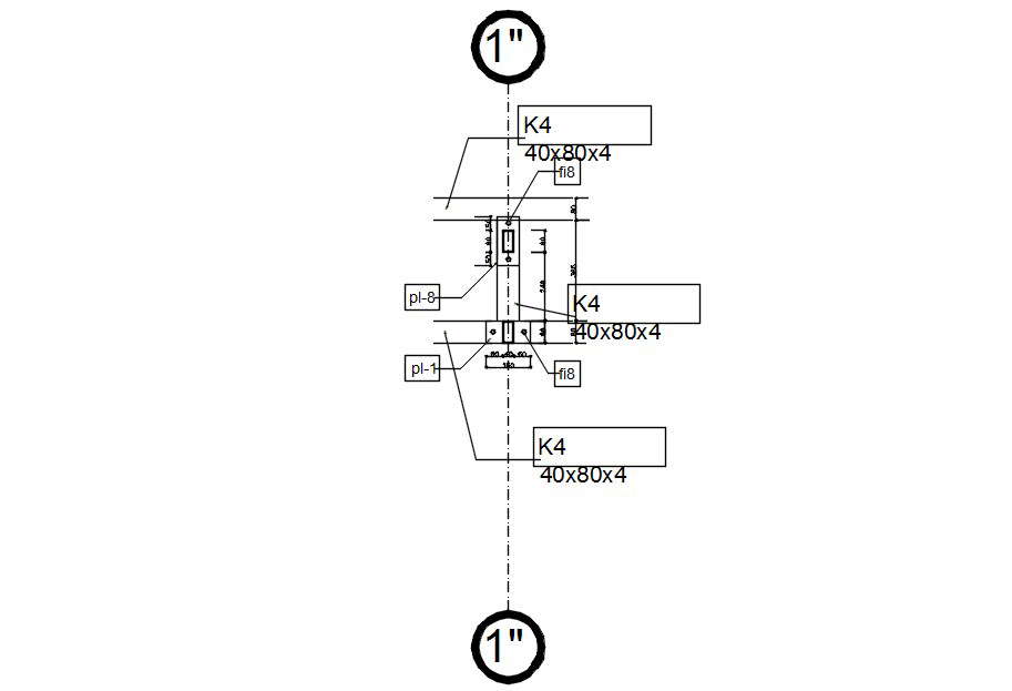2D drawing of steel beams joints in AutoCAD, dwg file, CAD file