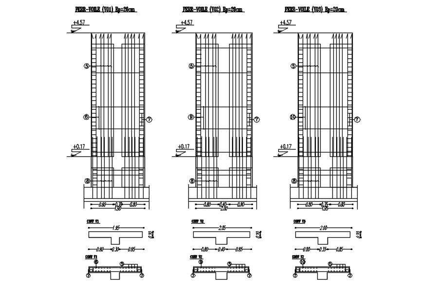 2D drawing of wall reinforcement in detail AutoCAD design, CAD file, dwg file