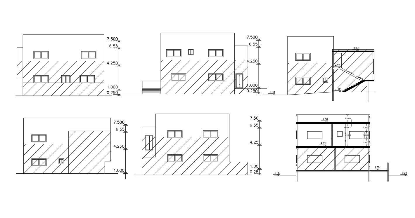 2 Level House Building Sectional Elevation Design